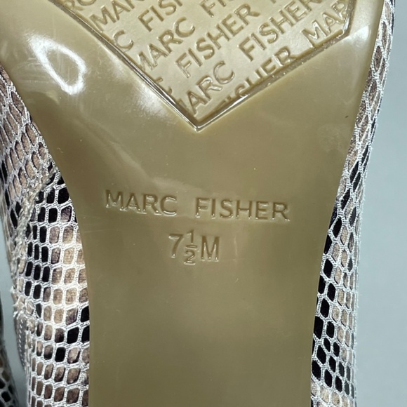 NEW Marc Fisher Boots Womens 7.5 brown snakeskin block heels ankle booties - Picture 9 of 13